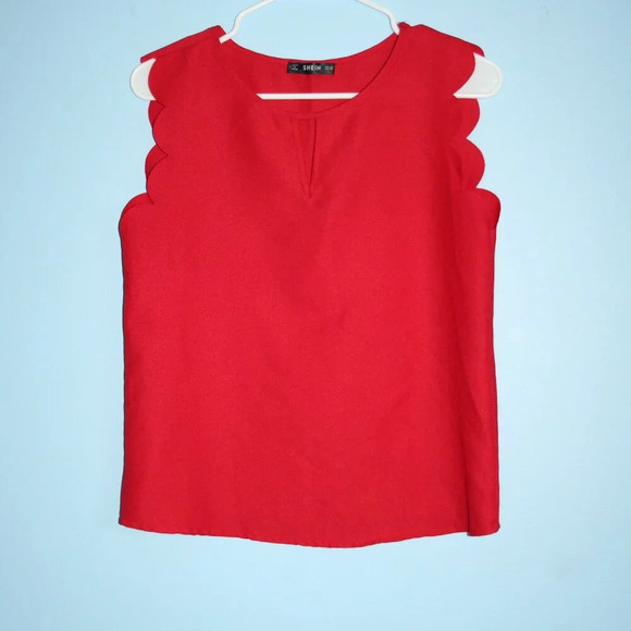 SHEIN Red High Neck Key-Hole Neckline Flutter Sleeves XS - Picture 2 of 13